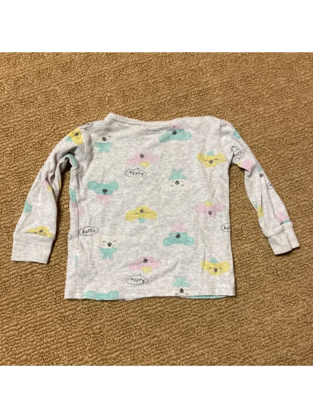 Carters Shirt 18M Baby Girl Long Sleeve Koala Print Gray 100% Cotton